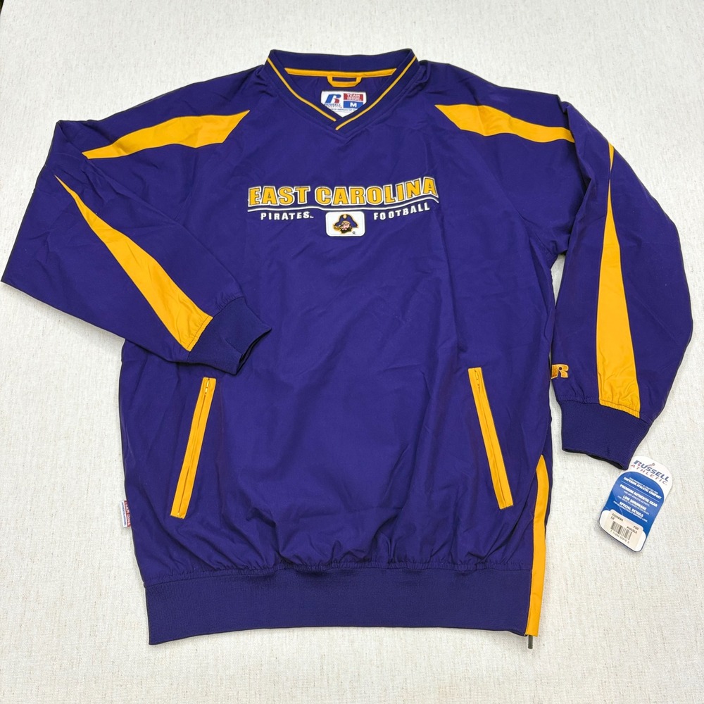 Russell Athletic East Carolina Pirates Football Windbreaker Pullover Purple MED